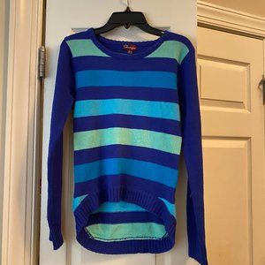 Hues of Blue Stripes Sweater - Girls 10